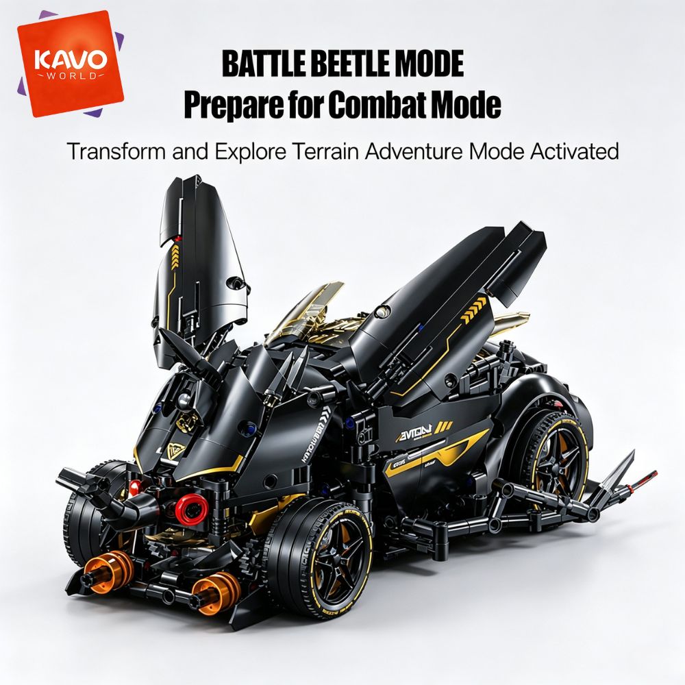Stem Robotics Kit - KAVOWORLD 1248pcs MOC Black Racing Car